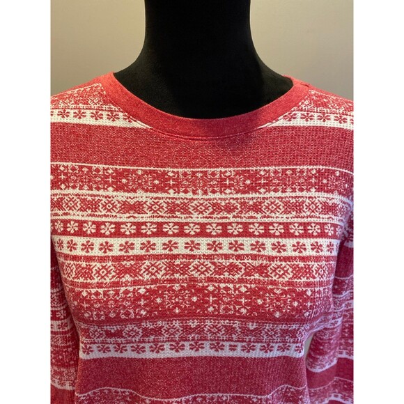 Tunic Top Pajamas or Dress No Tag Size Medium to Large Red White Snowflake Soft - Picture 3 of 11